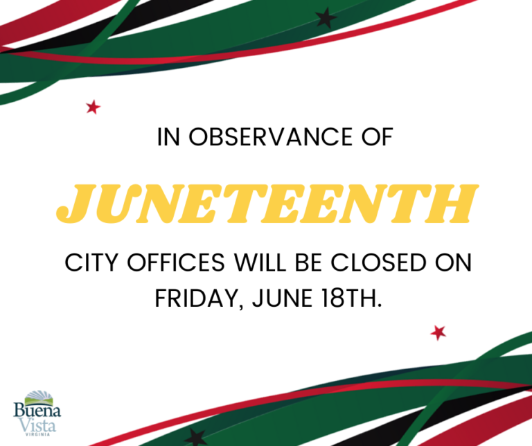 City Offices Closed in Observance of City of Buena Vista, VA